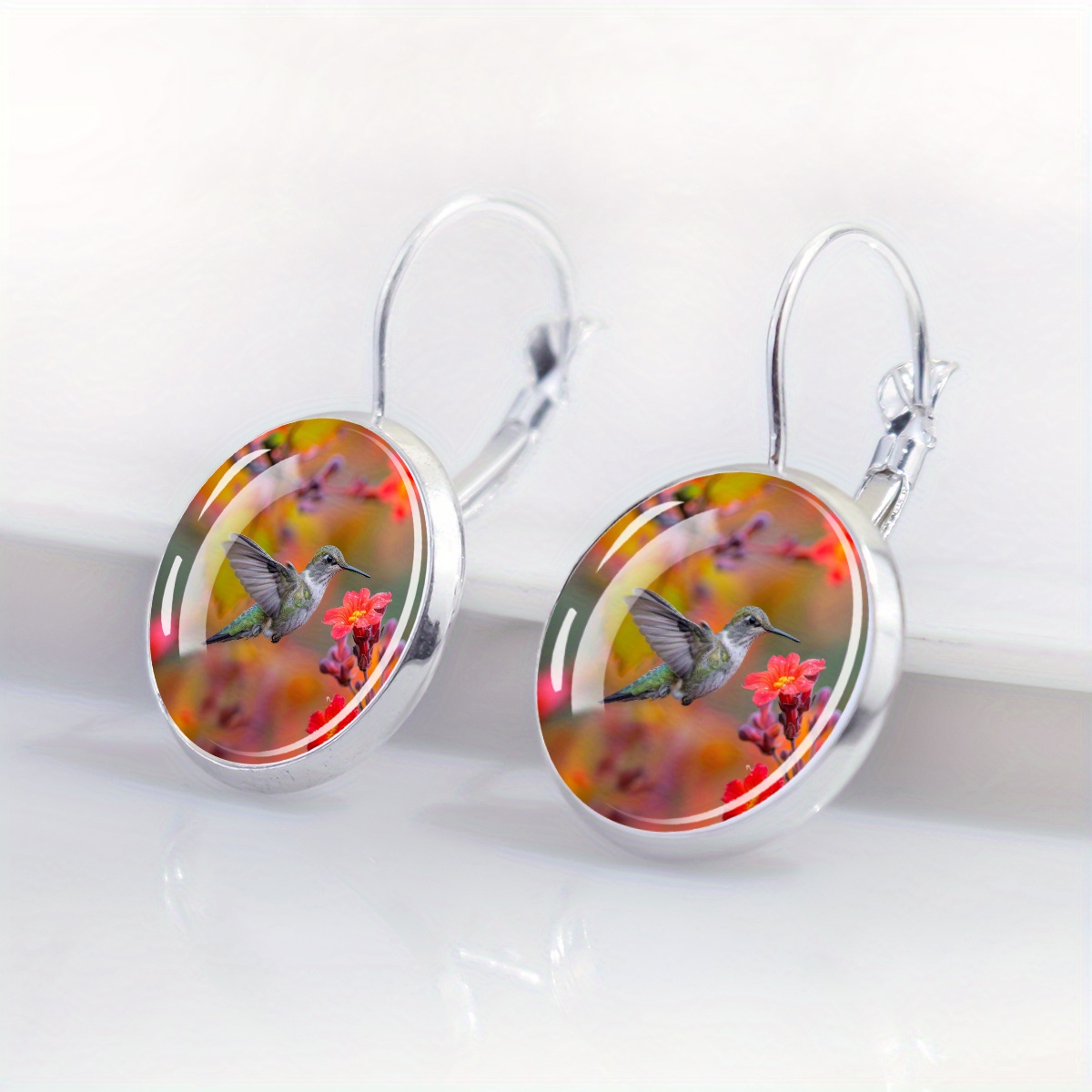Rustic-Style Hummingbird Theme Earrings